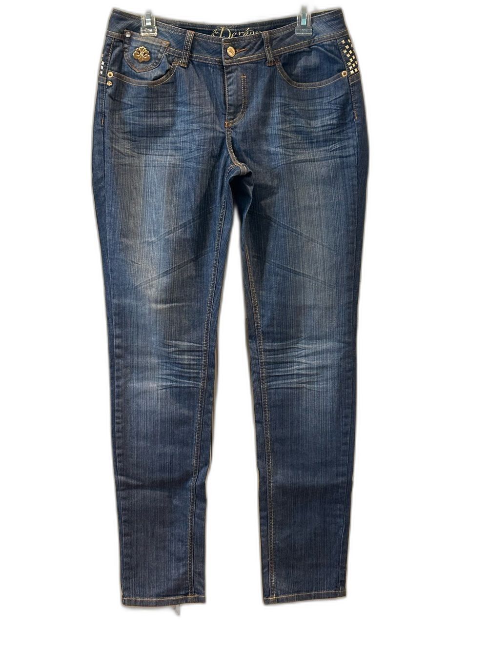 Dereon Blue Skinny Jeans with Stud Accents